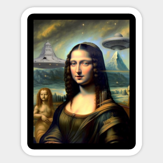 Mona Lisa from space on a space craft for space lovers Sticker by OMjan